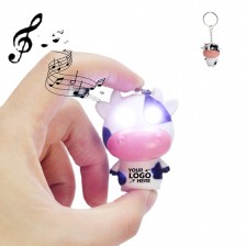 LED Cow Flashlight Key Chain with Sound